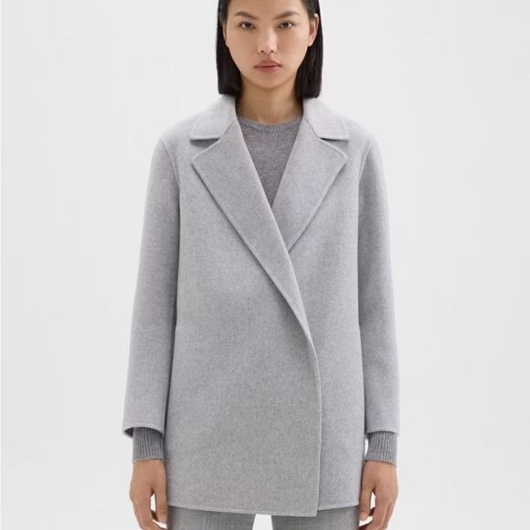 Theory Clairene Double Face Wool Cashmere Jacket Grey - Picture 9 of 10